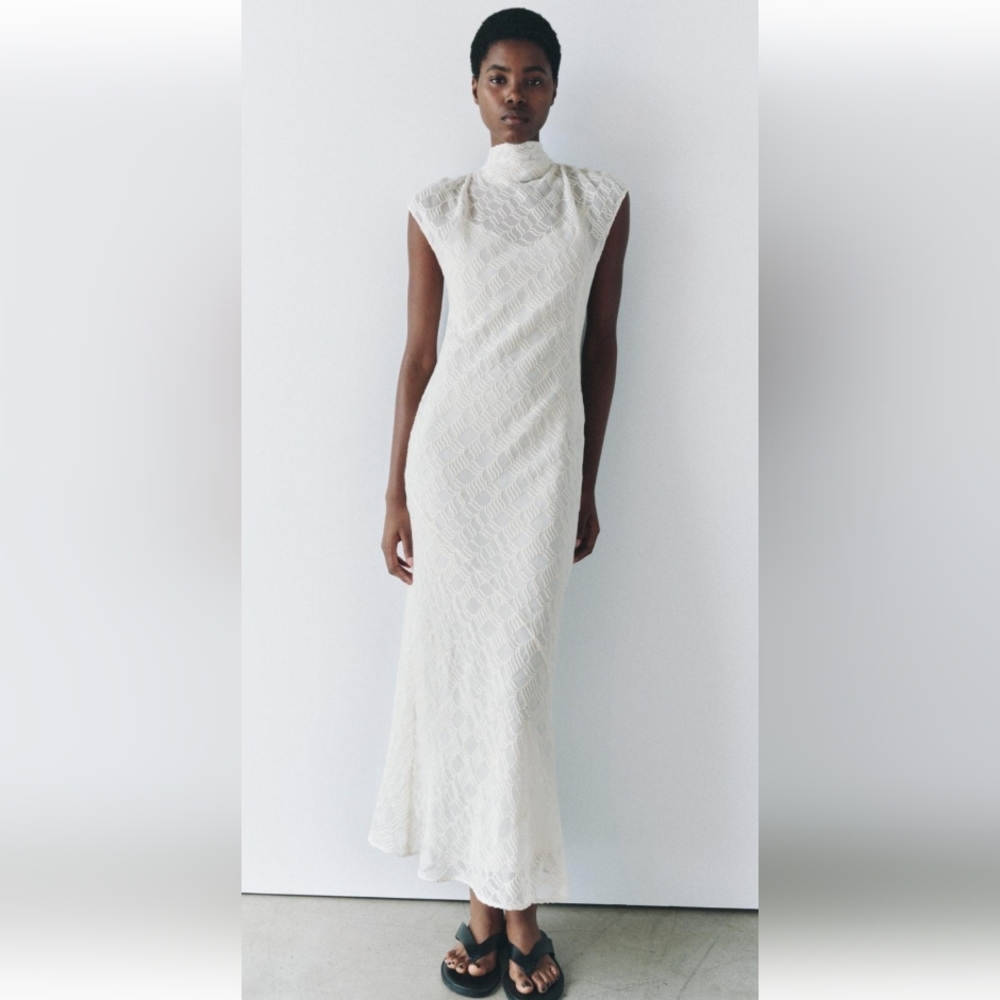 Zara Long Embroidered Dress